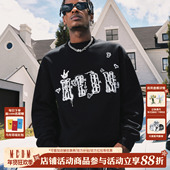 美式 MEDM 涂鸦印花logo休闲圆领卫衣秋冬季 街头撞色加绒情侣上衣