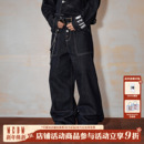 街头复古风直筒长裤 美式 子 男秋季 MEDM原牛明线纯色阔腿宽松牛仔裤