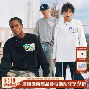 嘻哈体恤休闲宽松情侣上衣 美式 MEDM动物ID魔术贴长袖 T恤男女秋季