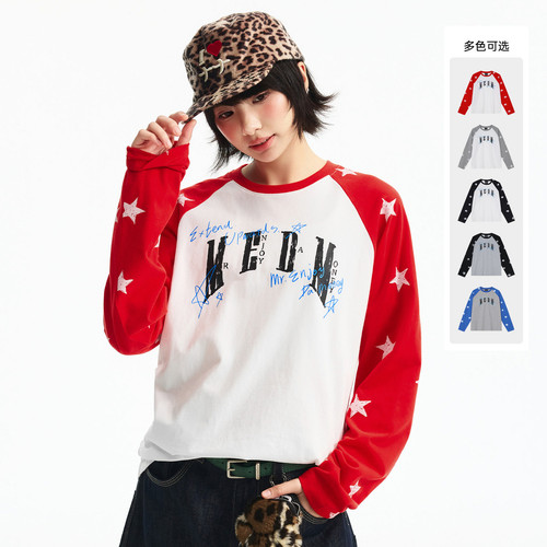 MEDM手写涂鸦星满印宽松T恤