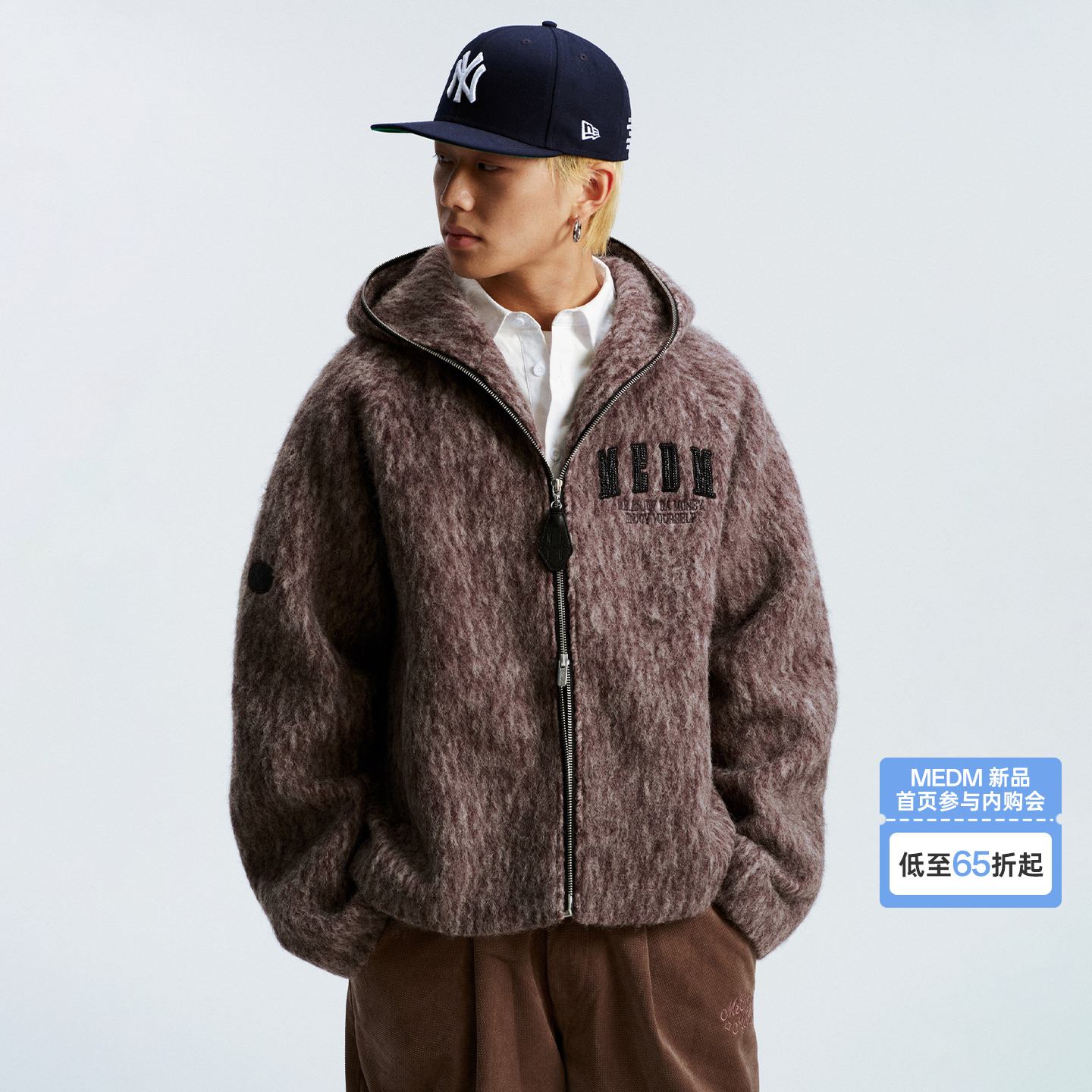 MEDM钉珠贴皮马海毛保暖夹克