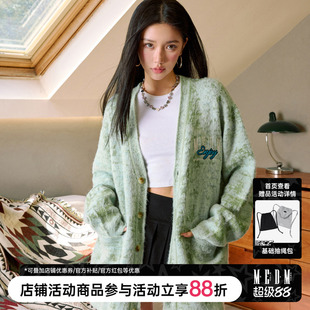 MEDM 薄荷曼波渐变休闲开衫毛衣男女春秋季宽松V领针织衫外套潮牌