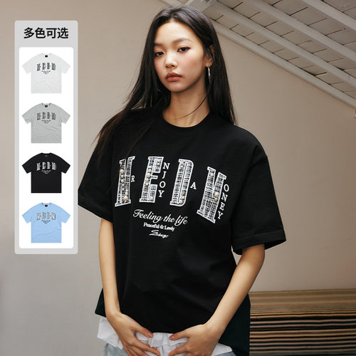 MEDM25SS小香风珍珠字母短袖T恤