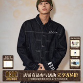 口字母刺绣休闲外套潮流宽松翻领牛仔夹克男 袖 MEDM 原牛基础套装