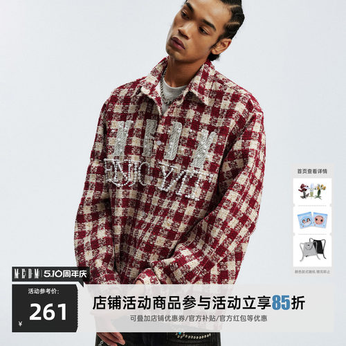 MEDM格纹粗花呢休闲小香风衬衫