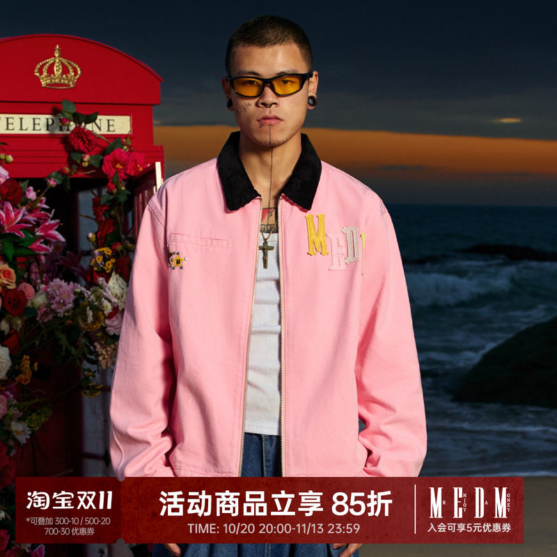 MEDM潮牌拼皮底特律工装夹克男士春秋季美式痞帅外套休闲宽松上衣