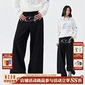 MEDM 街头男女休闲直筒裤 眩晕小熊系列原牛刺绣宽松牛仔长裤 美式