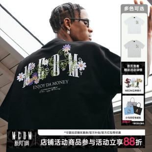 美式 2025夏季 复古休闲套头上衣 T恤男女同款 MEDM25SS花卉刺绣短袖