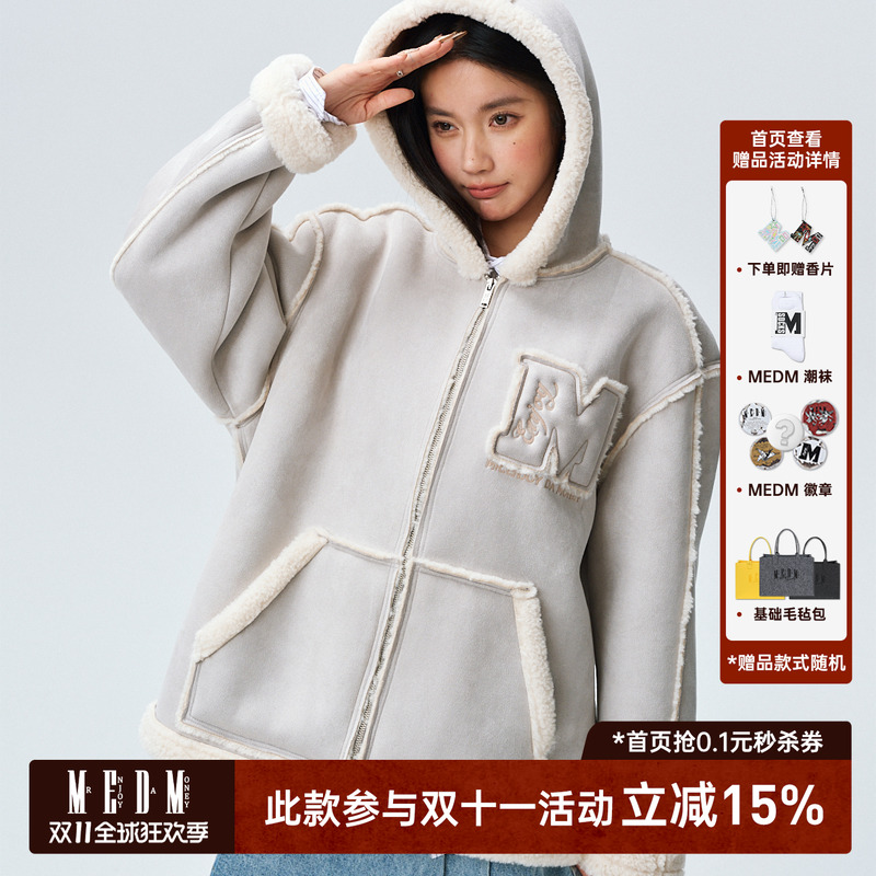 MEDM羊羔毛皮毛一体加厚保暖夹克