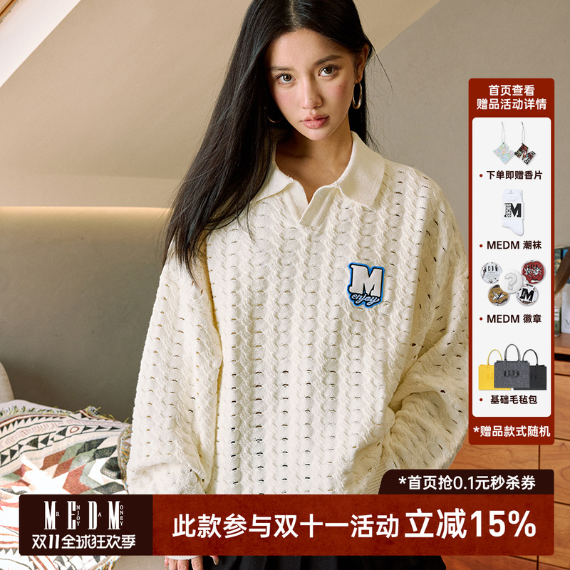 MEDM洞洞polo针织长袖