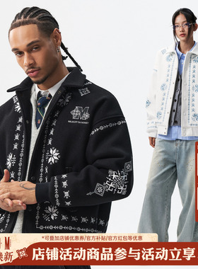 MEDM 民族风刺绣logo简约休闲棒球服外套秋冬季潮流男女翻领夹克