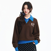 冬 毛衣潮流男女老钱风休闲针织衫 MEDM 撞色POLO领假两件叠穿薄款