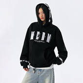 女 帽檐贴布珍珠字母休闲连帽卫衣加绒宽松情侣帽衫 MEDM 秋冬新款