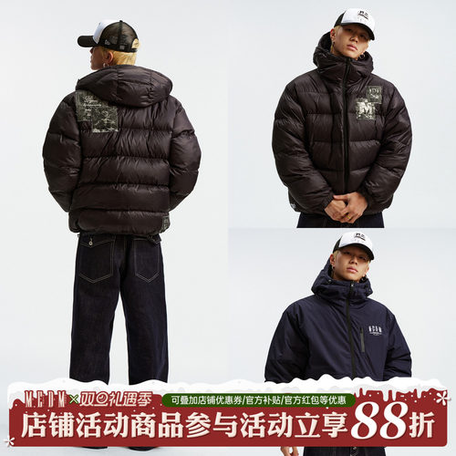 MEDM双面穿印花logo羽绒服