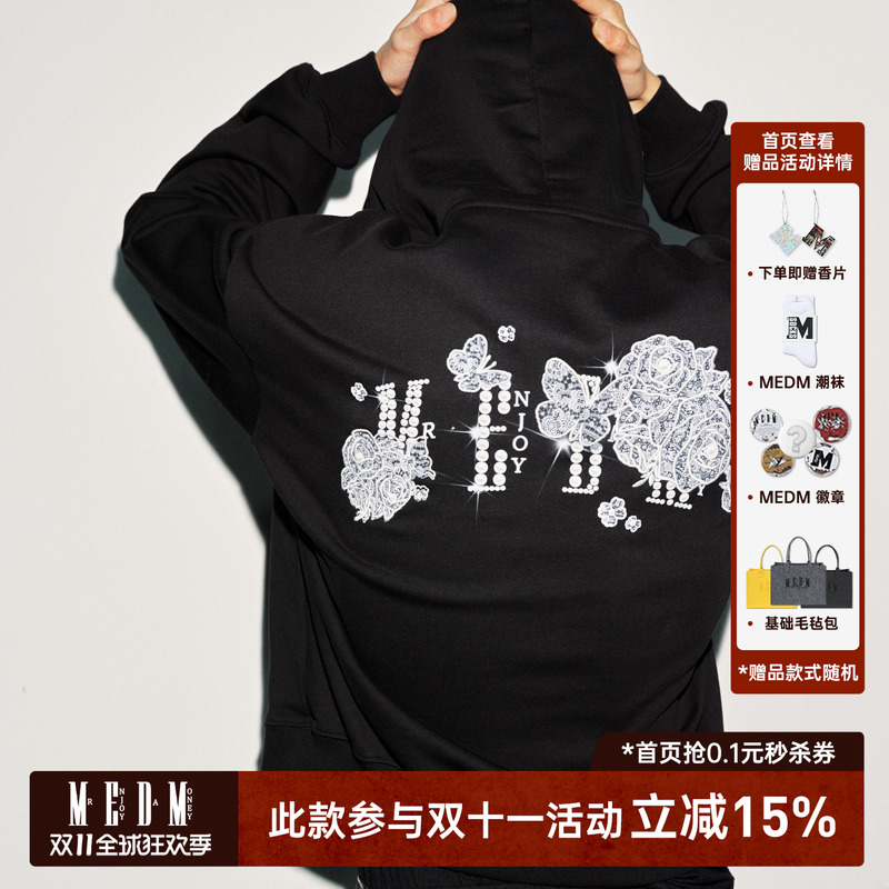 MEDM25SS蕾丝印花连帽卫衣