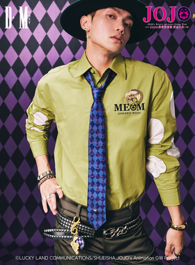 MEDMxJOJO的奇妙冒险联名-绿色福葛款拼贴休闲衬衫个性潮流上衣秋