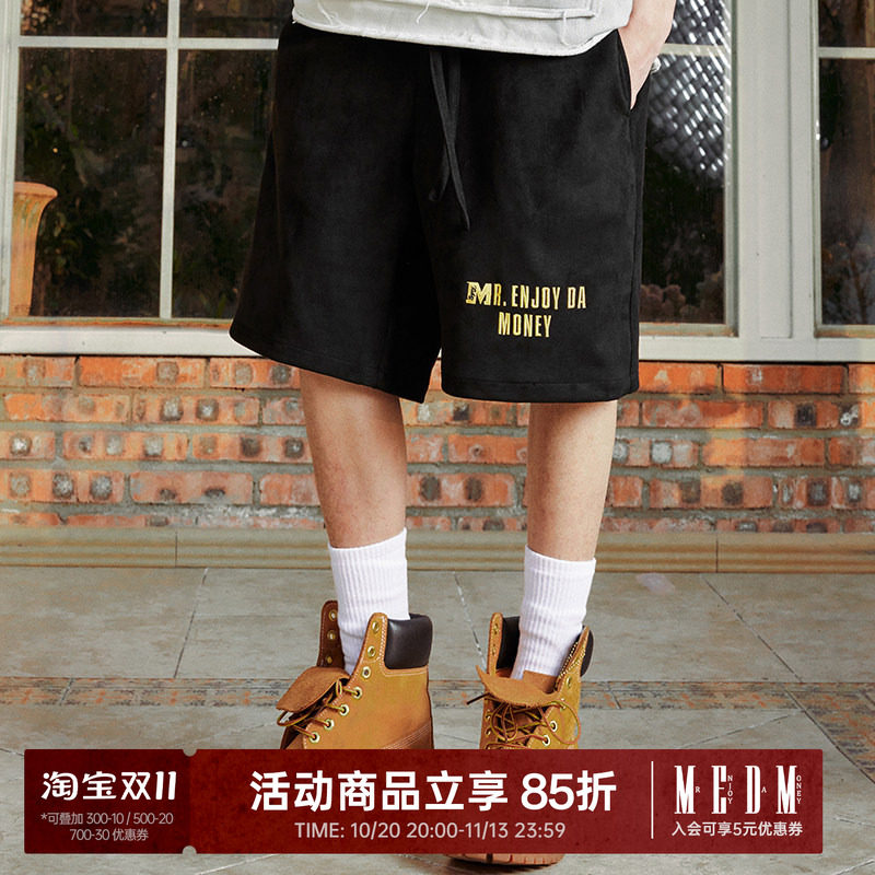 MEDM 纯logo基础短裤男休闲直筒裤女夏季美式复古宽松阔腿裤