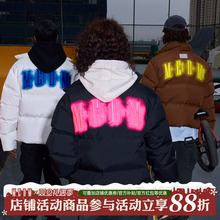 MEDM90鸭绒霓虹灯刺绣短款羽绒服男冬季潮流美式复古保暖休闲外套