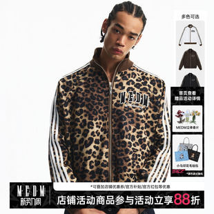 MEDM 豹纹杠杠织带拼接运动休闲夹克男女刺绣logo宽松立领外套春