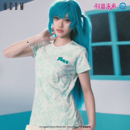 MEDMx初音未来【女款】满印迷彩短袖T恤2025新款夏季休闲宽松上衣