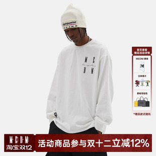 MEDM国潮牌长袖 王鹤棣同款 打底衫 LOGO刺绣宽松 t恤男女春秋季