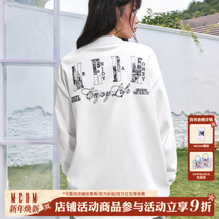 上衣 T恤圆领打底衫 MEDM2025新品 纯色贴动物纹麂皮蚂蚁线休闲长袖