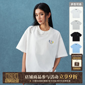 休闲打底衫 美式 MEDM字母刺绣T恤男女款 宽松上衣服tee 明星同款