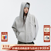 百搭超厚保暖情侣加绒帽衫 MEDM 立体充绒玫瑰休闲连帽卫衣美式 冬