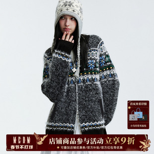 MEDM新年提花logo休闲保暖毛衣秋冬潮流小众设计感男女同款针织衫