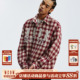 复古珍珠字母翻领开衫 MEDM 格纹粗花呢休闲小香风衬衫 衬衣外套秋