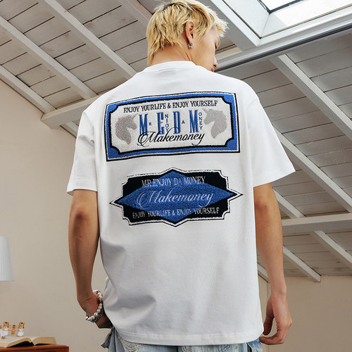 MEDM25SS复古排版毛巾绣T恤