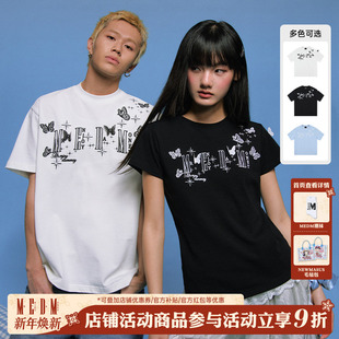潮牌美式 MEDM立体蕾丝蝴蝶短袖 夏季 情侣装 休闲体恤tee T恤男女同款