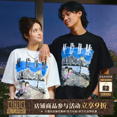 MEDMxNewmasus联名夜晚漫步短袖 高街圆领宽松情侣体恤 T恤男女美式