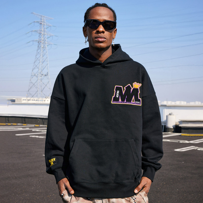 MEDMxNecessityFinery联名系列帽衫男春秋季美式高街复古连帽卫衣