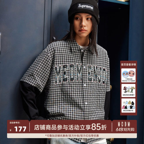 MEDM26SS贴布绣衬衣男秋季美式