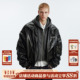 MEDM 假两件宽松连帽拉链皮夹克棉服美式 男女保暖休闲棉衣外套冬