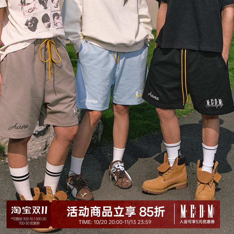 MEDM26SS立体绣基础款套装短裤夏季美式复古五分裤男直筒休闲裤潮