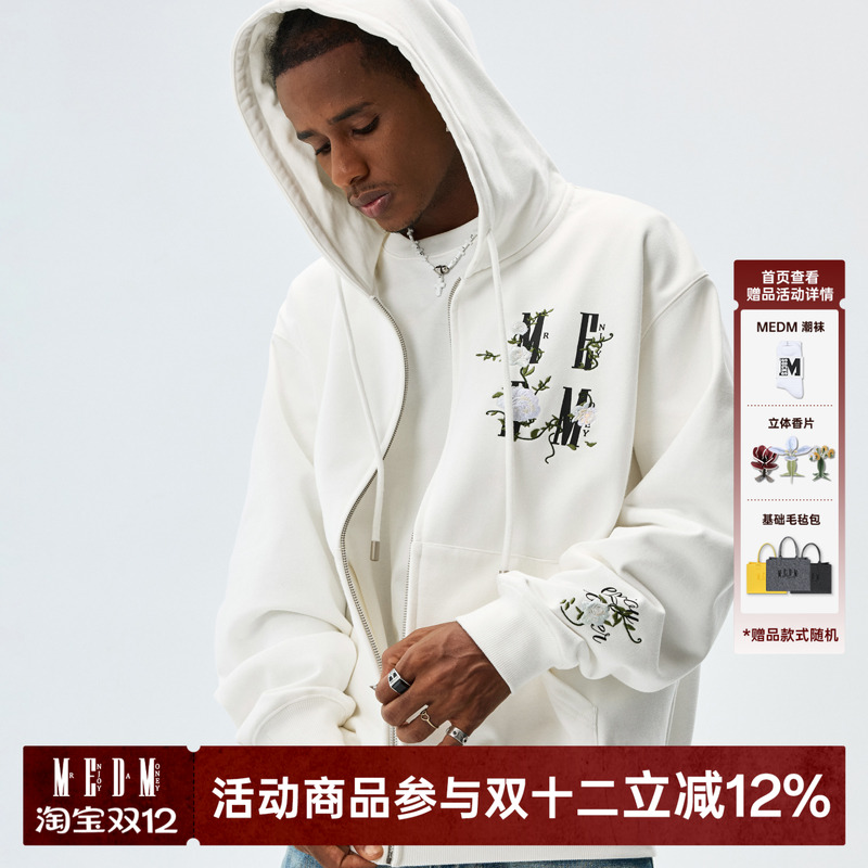 MEDM25SS山茶花刺绣拉链帽衫