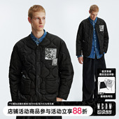 MEDM 潮流无领棉衣情侣外套 做旧天使绗棉贴布保暖休闲薄棉服美式