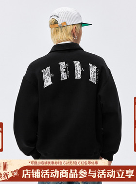 MEDM蕾丝翻领空气层教练飞行夹克外套秋季新品潮牌休闲翻领上衣男