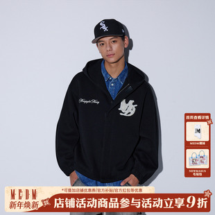 外套春秋 帽衫 MEDM 珍珠字母空气层休闲拉链夹克潮牌宽松男女同款