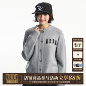 毛衣通勤百搭男女针织衫 MEDM 双层贴皮豹纹四字字母休闲保暖开衫