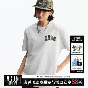 复古街头百搭宽松T恤男女 美式 MEDM 基础微阔双层贴皮休闲圆领短袖