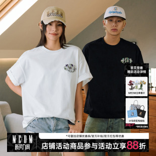 夏季 圆领T恤衫 国潮牌tee 花卉牙刷刺绣字母休闲上衣男女短袖 MEDM