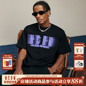 MEDM横排字母幻影ins撞色短袖 T恤男印花宽松美式 流行潮牌嘻哈tee