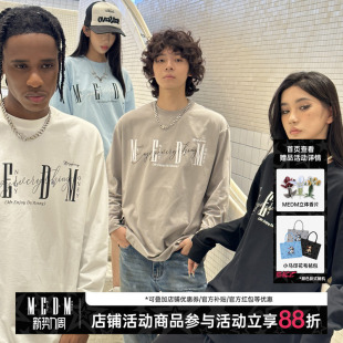 休闲体恤打底衫 MEDM国潮基础印花长袖 宽松情侣装 美式 T恤男女秋季