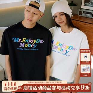 tee T恤潮牌男女情侣同款 MEDM 马卡龙彩色字母毛巾绣休闲圆领短袖