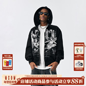 MEDM 秋 百搭情侣拉链加绒帽衫 天使贴布休闲连帽开衫 卫衣潮牌美式