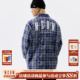 绒毛贴布钉珍珠休闲格子衬衫 美式 复古格纹长袖 MEDM 情侣衬衣秋季