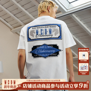 女设计感小众美式 T恤短袖 休闲体恤男 毛巾绣夏季 MEDM25SS复古排版